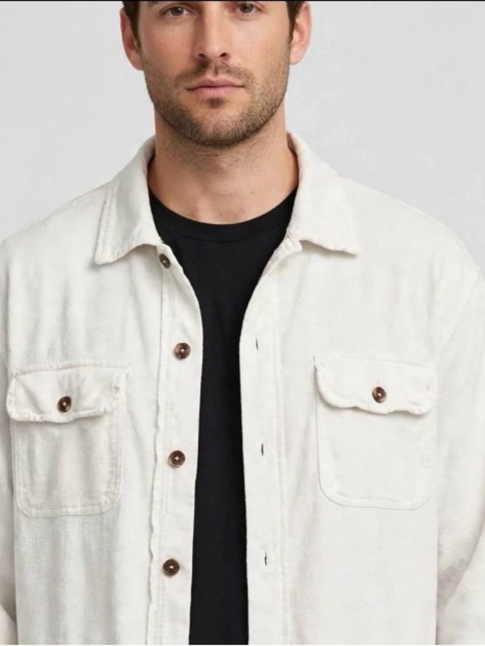 Free people  Men's White Button-Down Casual Shirt